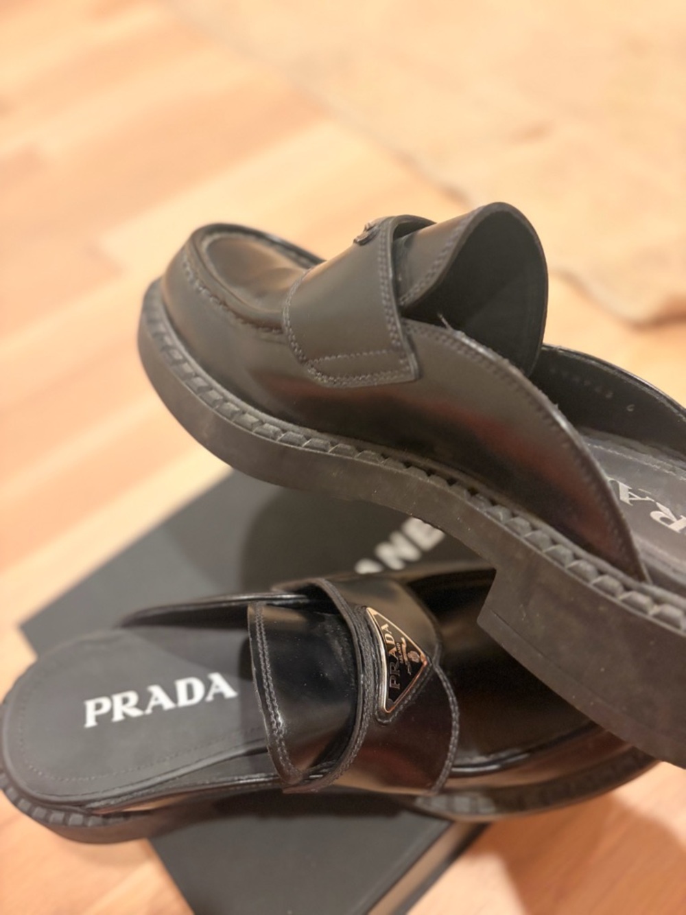 Prada Black Leather Slip-On Loafer Mules never worn! - Picture 7 of 7